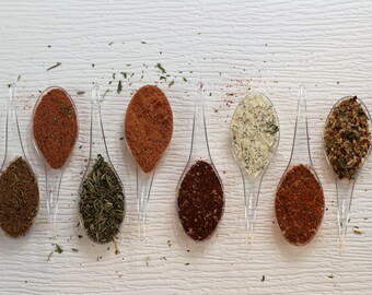 Choose Eight Seasoning Mixes, herbs and spices , spice mixes or dry rubs. Great gift ideas Perfect for outdoor grilling.