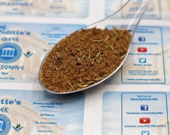 Greek Seasoning mix A 5-oz bag of classic herbs and spices seasoning mix for Mediterranean flavor. Great seasoning for pizza