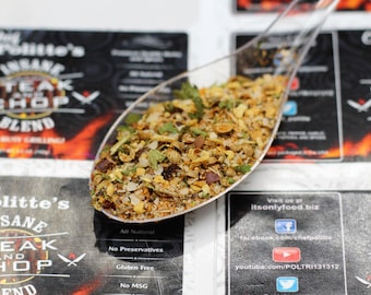 Steak and Chop Seasoning a 5-ounce bag of bold seasoning mix  for steak, chops and burgers.  Herb and spices for outdoor grilling