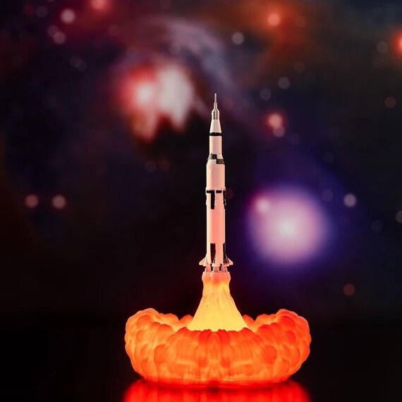 Rocket Light Desk Lamp Novelty Space Planet Theme LED Night Light