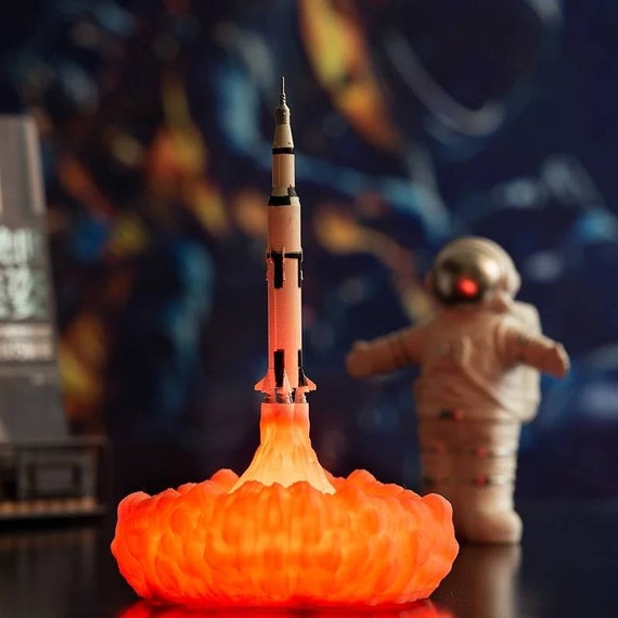 Rocket Light Desk Lamp Novelty Space Planet Theme LED Night Light