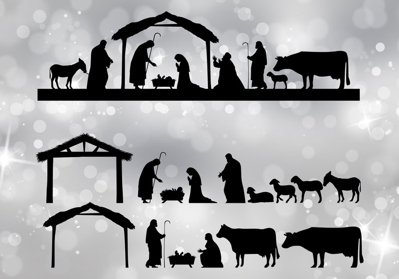 Download Nativity Scene Silhouette Jesus Birth Christmas Scene SVG ...