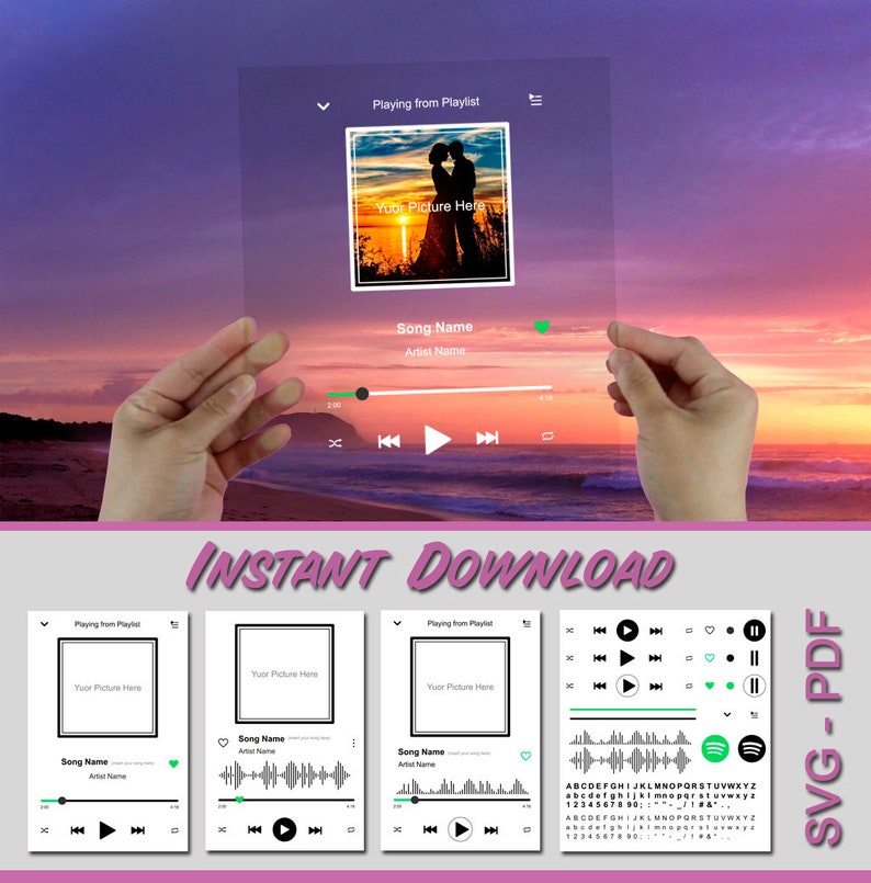 Spotify svg Spotify Glass Art Spotify Glass Song Music | Etsy