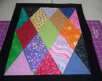 Scrappy Diamond doll quilt 17" by 19"