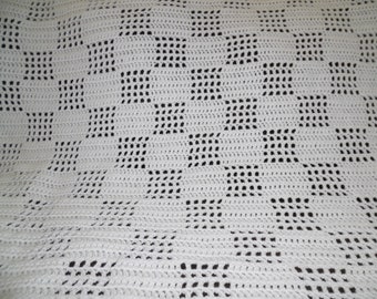 Cream checkerboard afghan 45" by 61"