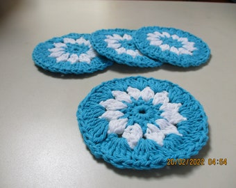 Blue and white coasters