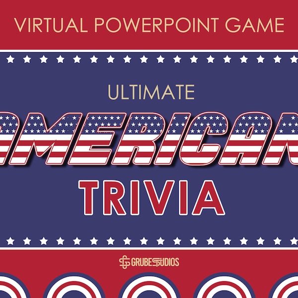 Ultimate American Trivia Game - PowerPoint Game - Zoom - ScreenShare - Party Game - Family Night - Memorial Day - 4th of July - Patriotic