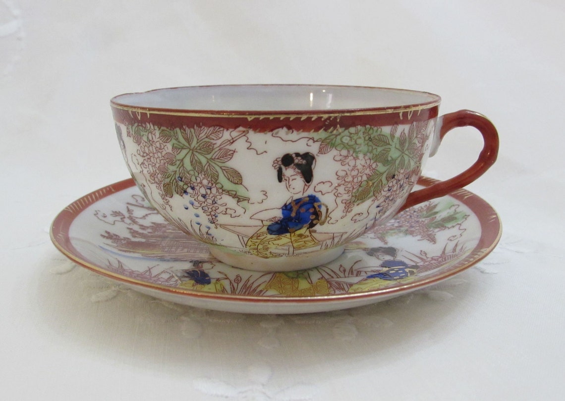 LITHOPHANE Geisha Girl Tea Set Japanese Eggshell Porcelain Etsy
