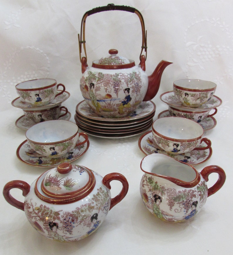 LITHOPHANE Geisha Girl Tea Set Japanese Eggshell Porcelain Etsy