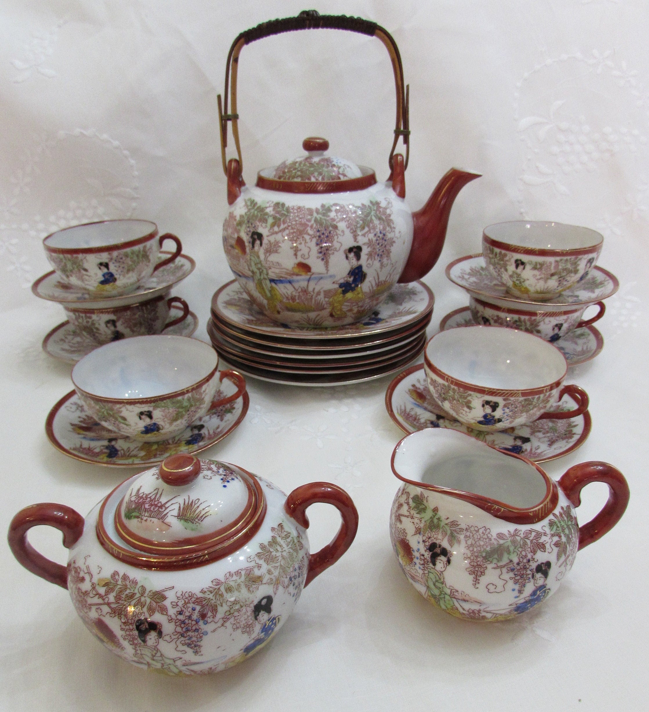 LITHOPHANE Geisha Girl Tea Set Japanese Eggshell Porcelain Etsy