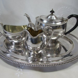 Silver Plate Tea Set, 4 Pieces, Vintage/Antique