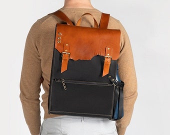 Leather Laptop Bag Men Leather Backpack Leather Briefcase Business backpack Laptop Leather Rucksack Distressed bag