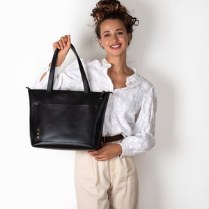 Large Leather Tote Bag Leather Shopper Leather Shoulder Bag Leather Diaper Bag image 1