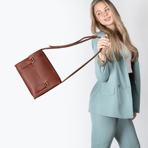 Brown Leather Crossbody Bag Small Satchel Bag Leather Messenger Bag Personalized Bag