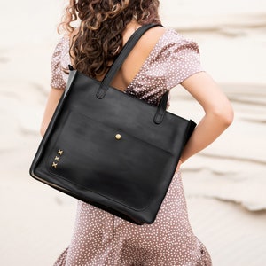 Genuine Leather Large Tote Bag • Handmade Shopper Tote for Women • Everyday Carry-All