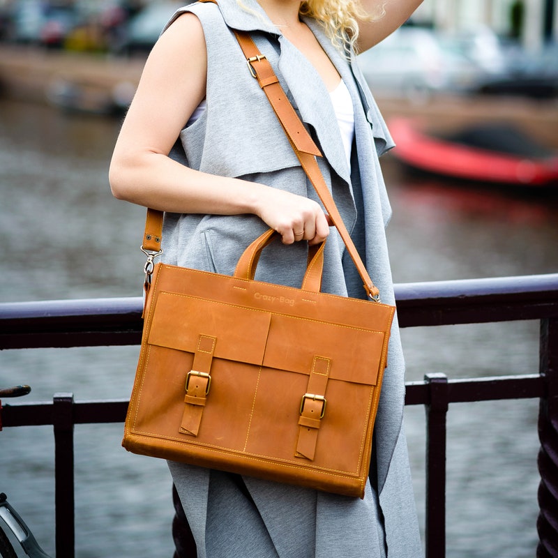 personalized leather briefcase for her
