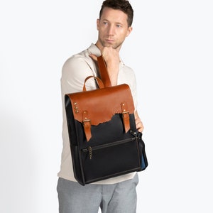 Leather Laptop Bag Men Leather Backpack Leather Briefcase Business backpack Laptop Leather Rucksack Distressed bag image 6