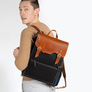 Leather Laptop Bag Men Leather Backpack Leather Briefcase Business backpack Laptop Leather Rucksack Distressed bag image 4