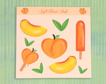 Hoja de pegatinas de melocotón con vinilo brillante resistente al agua para agendas y diarios