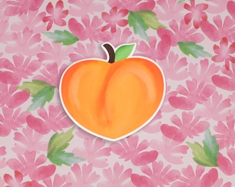 Calcomanía de vinilo brillante e impermeable de melocotón de 3 pulgadas