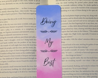 Marcapáginas con frase inspiradora: Marcapáginas brillante con degradado pastel