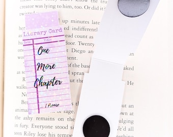 One More Chapter Magnetic Bookmark, Library Card Holographic Stars Page Marker