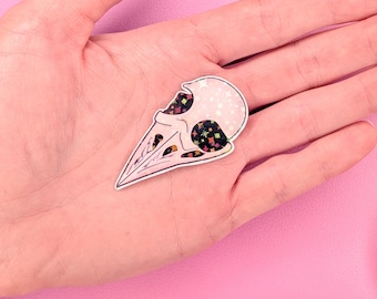 Mini pegatina holográfica de calavera de cuervo de 2 pulgadas