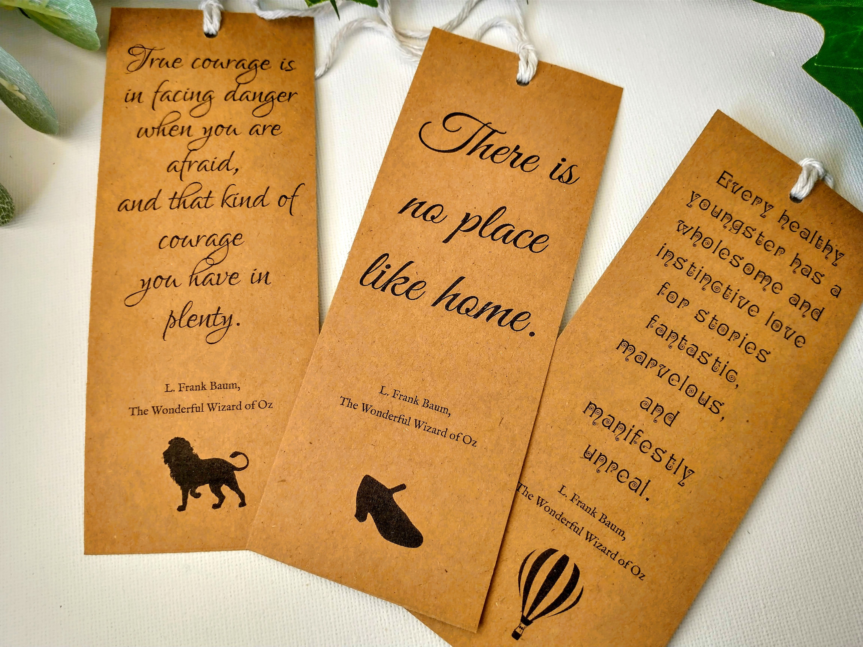 Wizard of Oz Bookmark Set of 3, Classic Book Quote Birthday