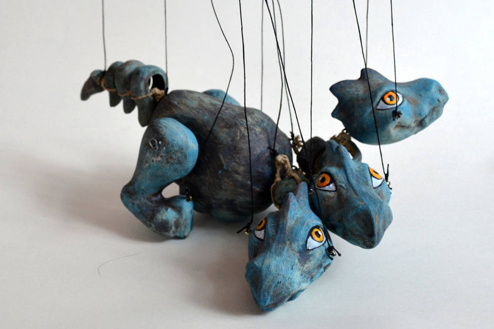 Blue dragon Handmade clay puppet 11 Etsy