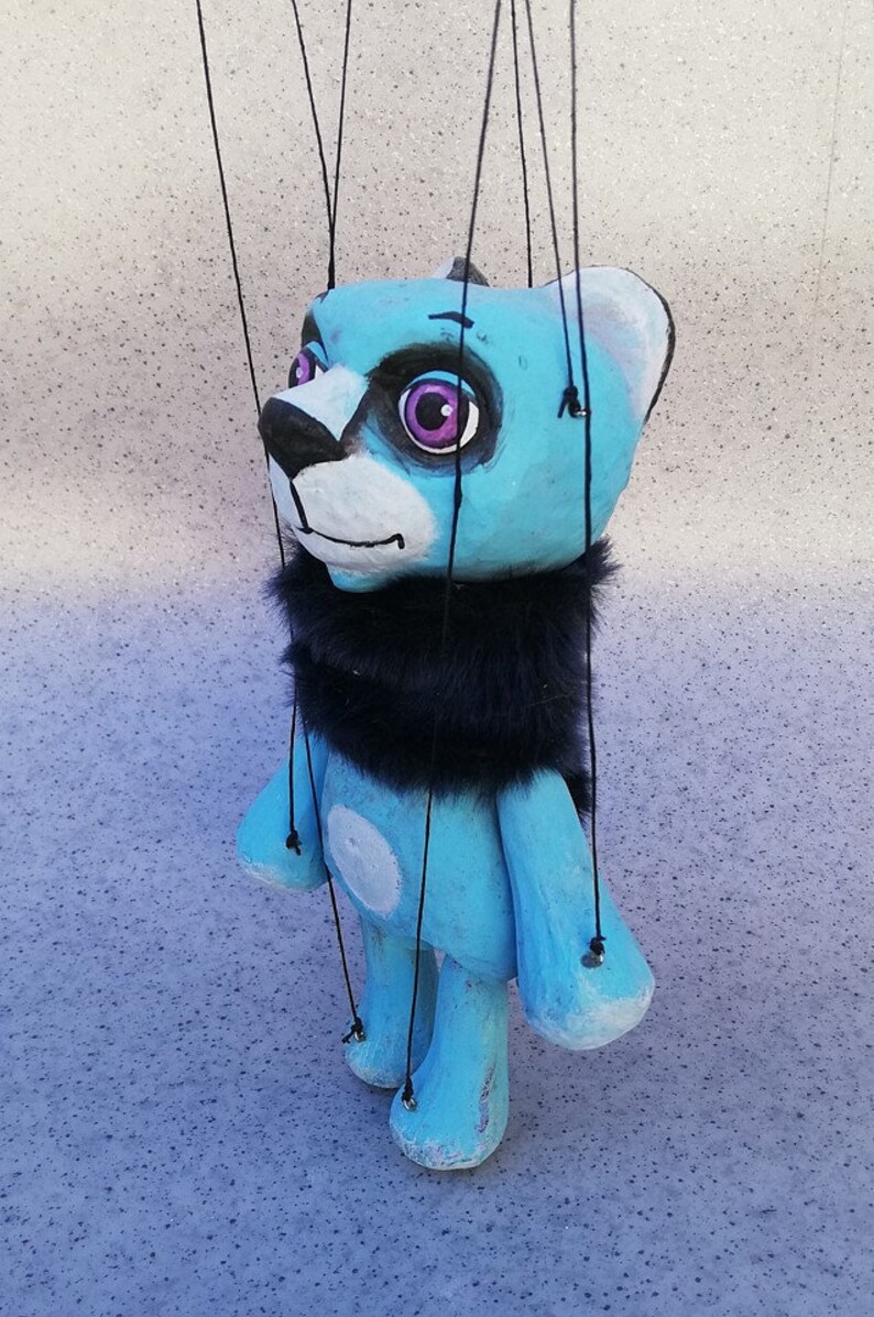 Blue bear Unique clay puppet 7 tall cute Etsy