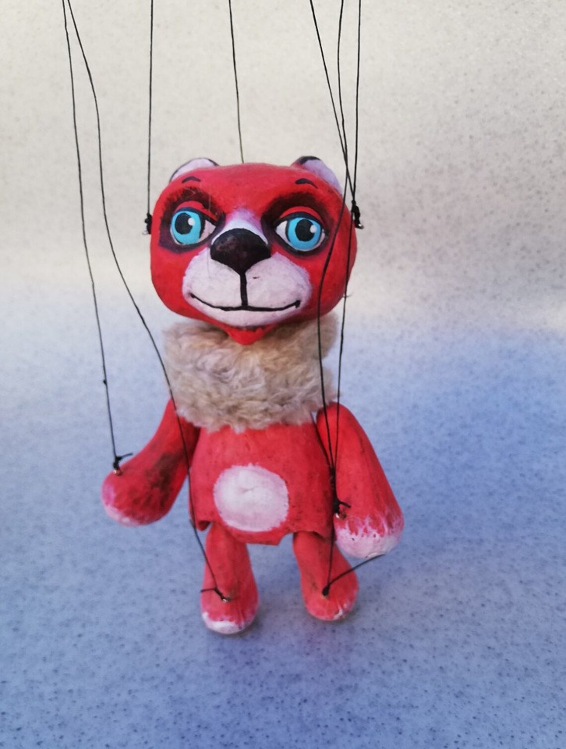 Red Bear Handmade Clay Puppet 7 Animal With Etsy Canada