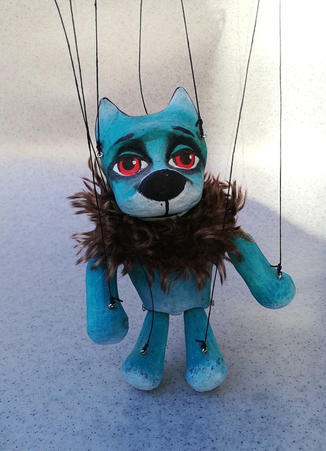 Blue Dog Handmade Clay Puppet. Handpainted Ceramic Etsy