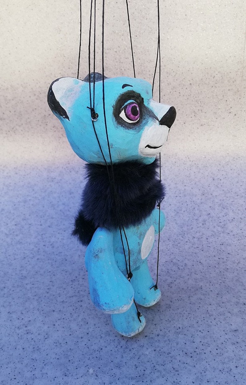 Blue bear Unique clay puppet 7 tall cute Etsy
