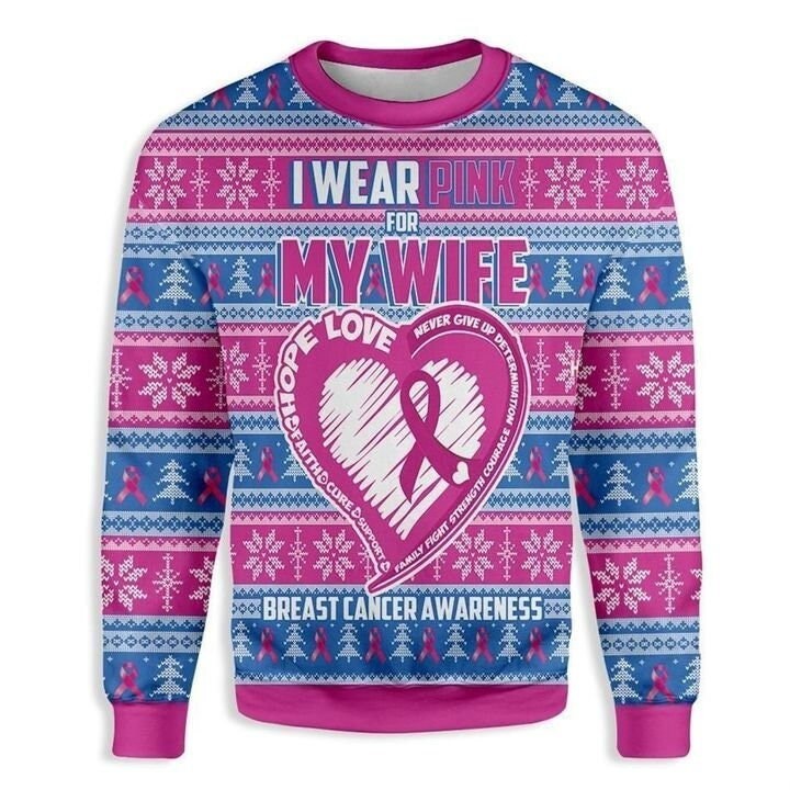 Discover I Wear Pink For My Wife Awareness Christmas Sweater