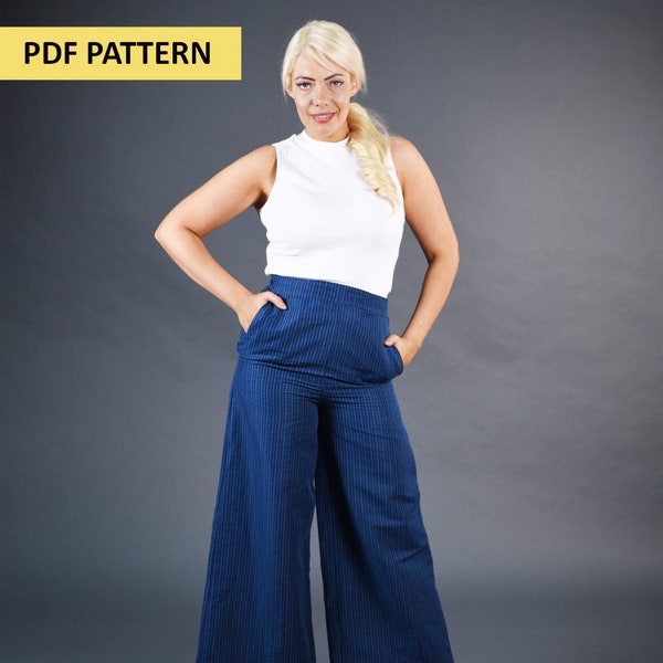 The Sienna Palazzo Pant Womens PDF Sewing Pattern Stylish Wide Leg Palazzo Pant Trouser Ladies Fashion Digital Pattern The Pattern Preacher