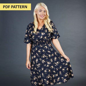 The Olivia Dress Womens PDF Sewing Pattern Stylish Tea Dress Ladies Digital Sewing Fashion Pattern The Pattern Preacher