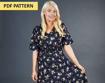 The Olivia Dress Womens PDF Sewing Pattern Stylish Tea Dress Ladies Digital Sewing Fashion Pattern The Pattern Preacher