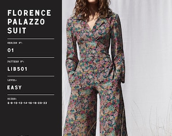 Liberty Sewing Pattern, Florence Palazzo Style – Women Ladies Beginner Level – UK Size 4 – 20, Tie Front Top, Wide Fit Trousers Shorts