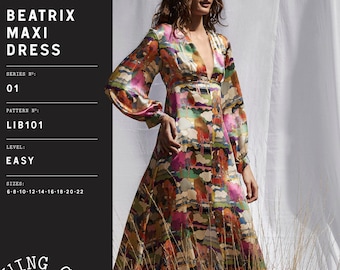 Liberty Beatrix Women’s Maxi Dress Beginner Sewing Pattern for Easy Dressmaking Ladies Summer Fashion
