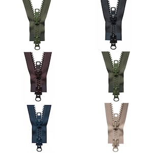 YKK Vislon Navy Two Way Open End Zip, Heavy Duty Plastic Zipper Khaki Fawn Brown or Grey