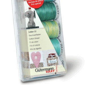 Premium Gutermann Sewing Cotton Thread Kit - 5 Pack 200 metre Aqua Green & Blues Thread Kit Embroidery Handcraft Crafts Supplies