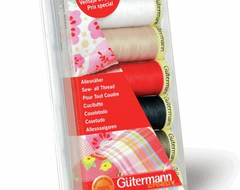 Kit de hilo de coser Gutermann Premium Sew-All: 7 x 100 m, colores surtidos, suministros para manualidades y bordado