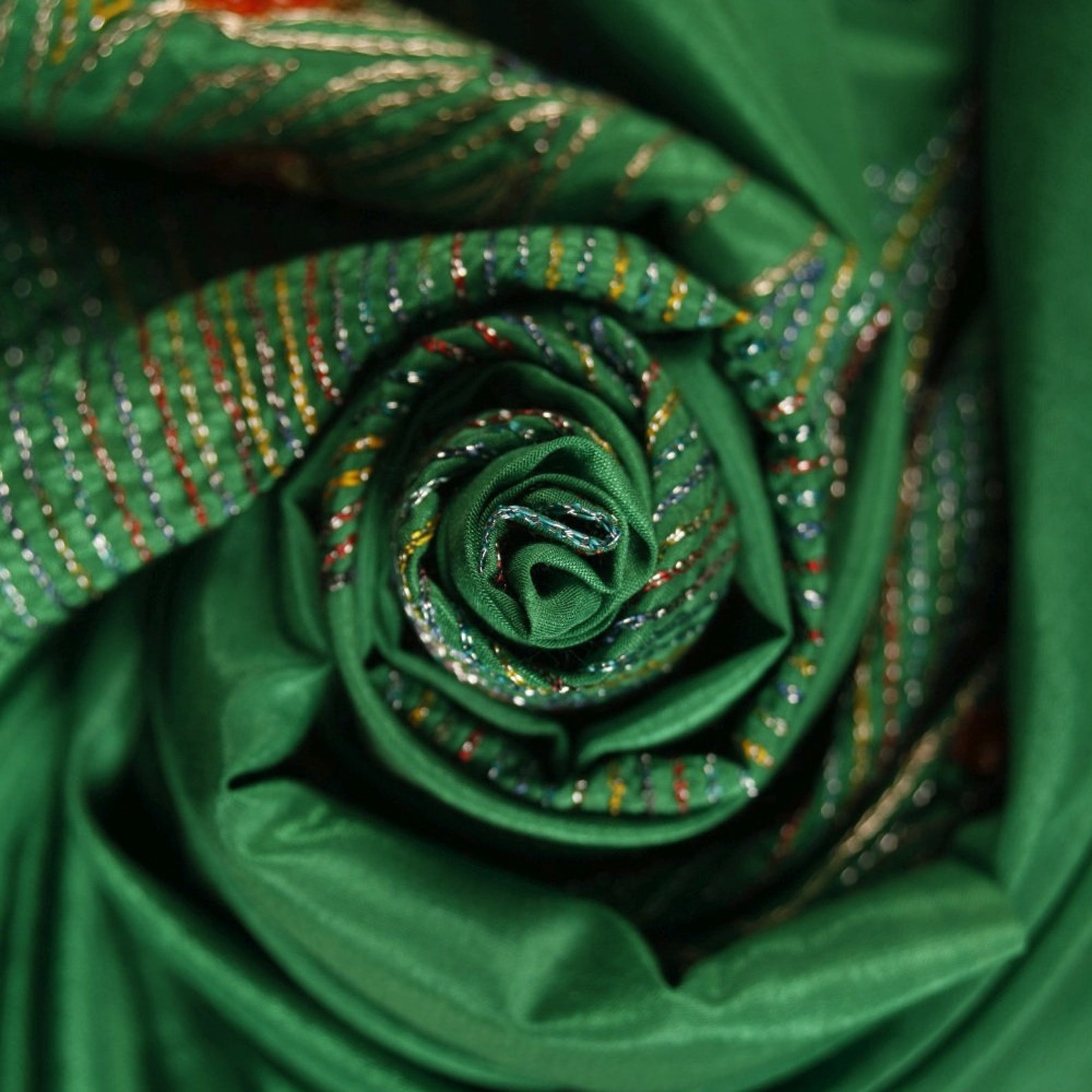 100 Polyester Chiffon Embroidered Green Fabric Etsy