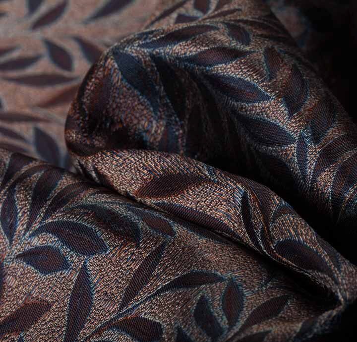 100% Silk Jacquard Floral Blue Leaves Fabric Pink Shimmery | Etsy UK