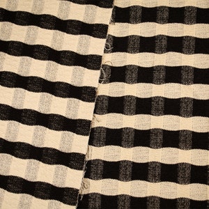 Reversible Stretch Wool Elastane Blend Black White Striped Fabric  Smooth Material Fashion Upholstery Vintage Design Clothing Winter Textile