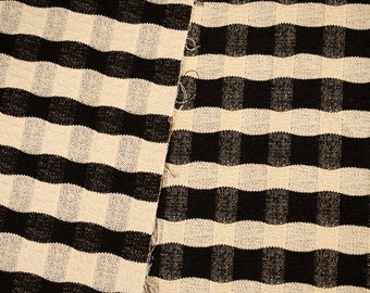 Reversible Stretch Wool Elastane Blend Black White Striped Fabric  Smooth Material Fashion Upholstery Vintage Design Clothing Winter Textile