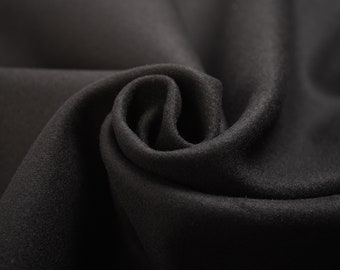 Rich Black Wool With Felt Feel Home Material Fashion Upholstery Vintage Design Clothing Warm Winter Jumper Textile Fabric Sample Available
