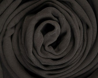 Tissu crêpe de laine mélangé noir (Veste-180 cm x 95 cm) Tissu d'ameublement tendance vintage Vêtements d'hiver Tissu textile