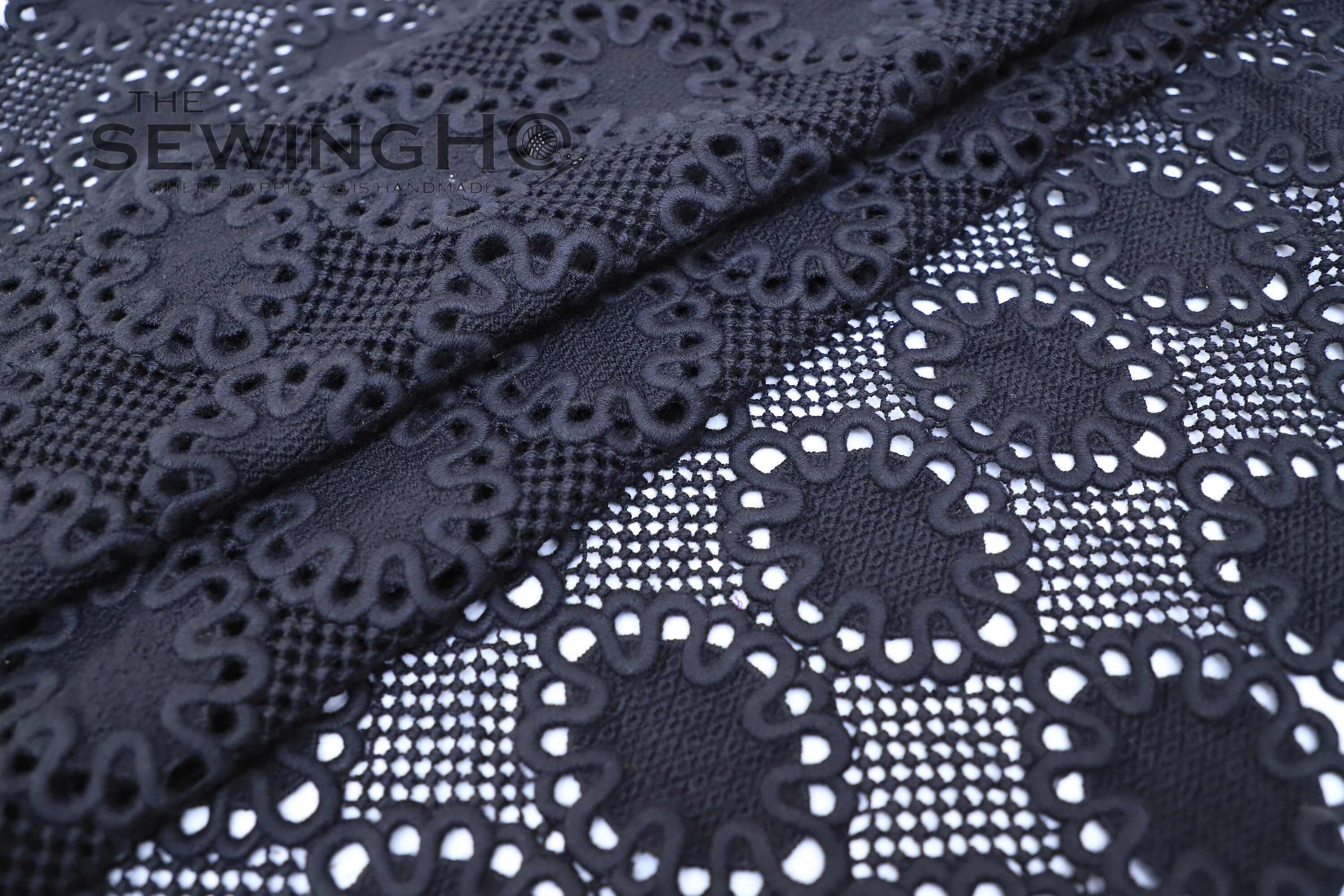 Timeless Black Medium Weight Cotton Lace Fabric French Lace Fabric