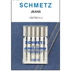 Peut inclure: Un paquet de six aiguilles &agrave; coudre argent&eacute;es pour le denim, &eacute;tiquet&eacute; "SCHMETZ JEANS DENIM 130/705H-J 100/16".